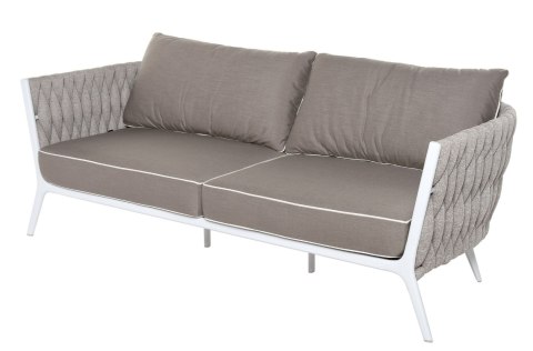 SOFA 2- OSOBOWA KAMPALA 190X82X65CM ALUMINIUM WHITE TKANINA SUNBRELLA QDF JASNA SZARA, SZNUR OFF ... MILOO