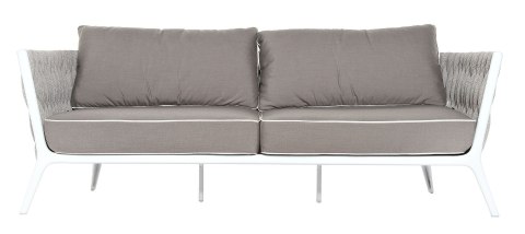 SOFA 2- OSOBOWA KAMPALA 190X82X65CM ALUMINIUM WHITE TKANINA SUNBRELLA QDF JASNA SZARA, SZNUR OFF ... MILOO