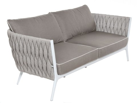 SOFA 2- OSOBOWA KAMPALA 190X82X65CM ALUMINIUM WHITE TKANINA SUNBRELLA QDF JASNA SZARA, SZNUR OFF ... MILOO
