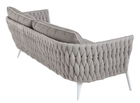 SOFA 2- OSOBOWA KAMPALA 190X82X65CM ALUMINIUM WHITE TKANINA SUNBRELLA QDF JASNA SZARA, SZNUR OFF ... MILOO