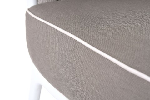 SOFA 2- OSOBOWA KAMPALA 190X82X65CM ALUMINIUM WHITE TKANINA SUNBRELLA QDF JASNA SZARA, SZNUR OFF ... MILOO