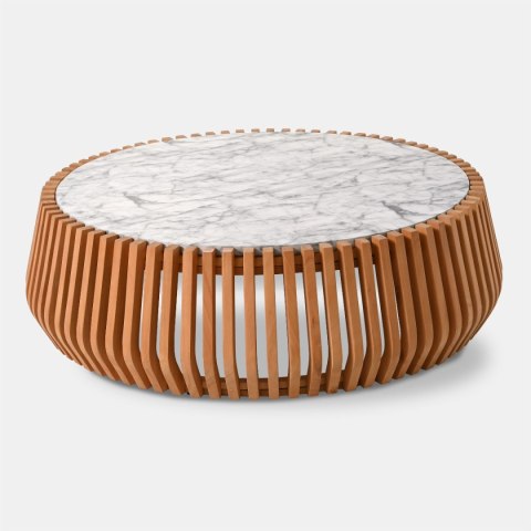 STOLIK KAWOWY M VERA 106X106X31CM EUKALIPTUS, KONGLOMERAT MARMUR MILOO