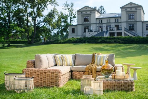 PODUSZKA ELSON 45X45 CM PASY ŻÓŁTY MILOO