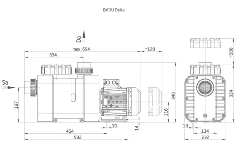 Pompa filtracyjna Speck BADU Delta 17 (210.3170.037), 17 m³/h, 0.55 kW, 400V.