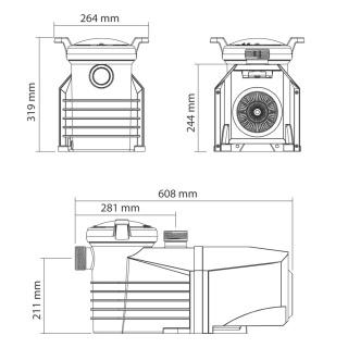 ETV 125 Inverter pompa basenowa zmiennej prędkości (5-18 m3/h, 0.75kW 230V) Flotide