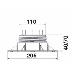 terno Ivica New Maxi NM1, regulowana podpora tarasowa 40-70mm z gumową głowicą