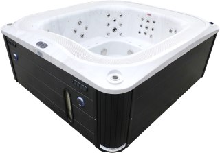 Aquajoy Serenity - przelewowa wanna SPA z hydromasażem 8-Osobowa (250x230 cm, Balboa, Aristech) czarna obudowa