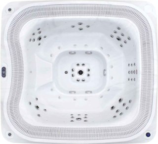 Aquajoy Serenity - przelewowa wanna SPA z hydromasażem 8-Osobowa (250x230 cm, Balboa, Aristech) czarna obudowa
