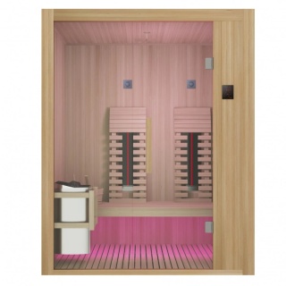 Sauna fińska + podczerwień ALASKA 2 osobowa, piec 3.5 kW, promienniki 800W (160x200x110 cm)