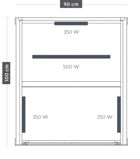 Kabina na podczerwien RUBY 1, F20090, EAN 9002827042370. 1-osobowa, drewno Hemlock, 4 radiatory pelnospektralne
