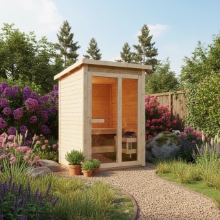 Sauna zewnętrzna HELSINKI 2-3 osobowa z piecem 4,5 kW (165x175x219cm)