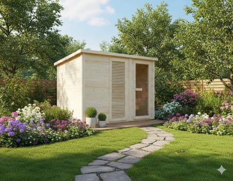 Sauna zewnętrzna VAASA dla 4-6 osób, drewno świerkowe, z piecem 8 kW. Kod produktu: F30310, EAN 9002827059897