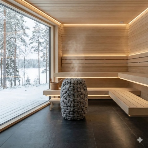 HUUM HIVE 15 - elektryczny piec do sauny 15kW (15-23m³) – design ula, 250kg kamieni