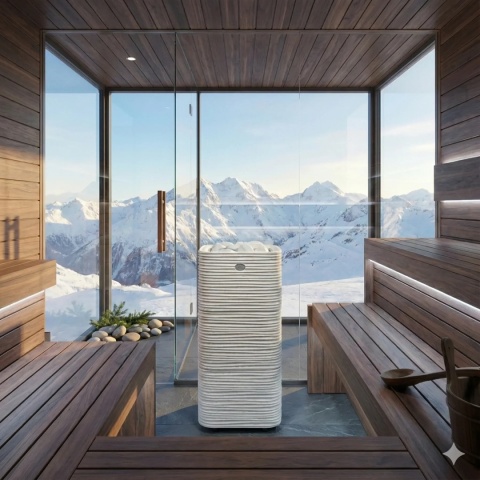 Tulikivi Huurre 105 - piec elektryczny do sauny 10,5 kW (9-15 m³) - odlew Cast Stone, wolnostojący