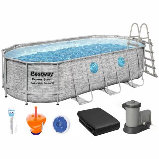 Basen stelażowy Bestway Rattan 56716 (549х274х122 cm) z filtrem wkładowym, drabinką, pokrywą, termometrem i dozownikiem w zestaw Bestway
