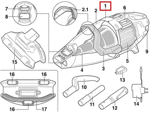 Blok silnika z akumulatorem Kokido do odkurzacza Voltera 75 EV75CBX/EU Kokido