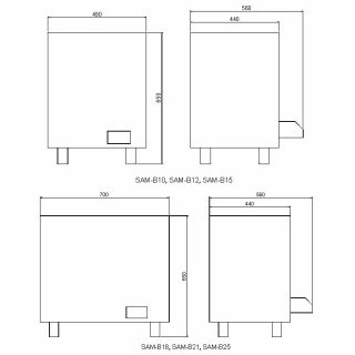 Amazon SAM-B15 15 kW (13-23 m³) - piec elektryczny do sauny ze sterownikiem CON6 – stal nierdzewna