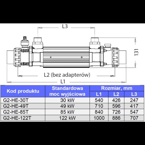 Wymiennik ciepła Elecro G2I 30 kW Incoloy stal nierdzewna AISI 316 kod G2I-HE-30 do podgrzewania wody w basenie do 90 m3.
