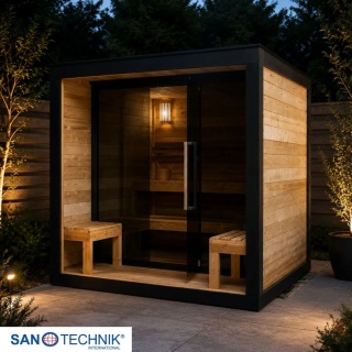 NORA L Sanotechnik - sauna zewnętrzna ogrodowa dla 4-5 osób z piecem 8kW Termo Świerk FA20220