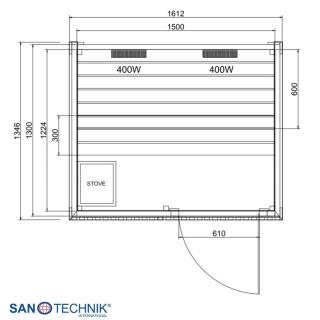 TRONDHEIM M Sanotechnik - sauna zewnętrzna ogrodowa dla 2 osób piec 6kW IR FA10160