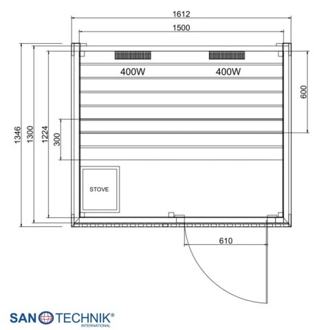 Sauna zewnętrzna TRONDHEIM M Sanotechnik FA10160 termo świerk piec 6kW IR dla 2 osób EAN 9002827086817, wymiary
