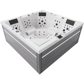 Aquajoy Monaco - 5-osobowa wanna SPA z hydromasażem, srebrno-biały marmur (AJ-5901SWB)