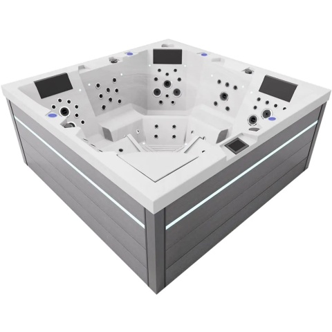 5-osobowa wanna SPA z hydromasażem Aquajoy Monaco srebrno-biały marmur, 74 dysze LED AJ-5901SWB