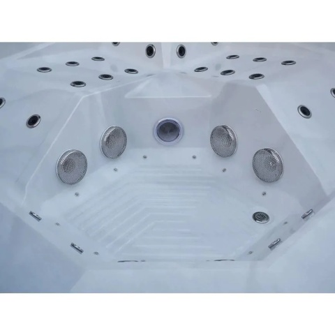 5-osobowa wanna SPA z hydromasażem Aquajoy Monaco srebrno-biały marmur, 74 dysze LED AJ-5901SWB