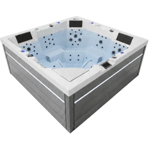 5-osobowa wanna SPA z hydromasażem Aquajoy Monaco srebrno-biały marmur, 74 dysze LED AJ-5901SWB